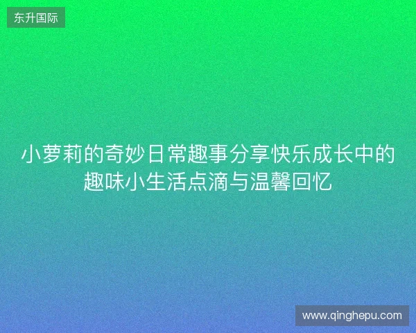 小萝莉的奇妙日常趣事分享快乐成长中的趣味小生活点滴与温馨回忆